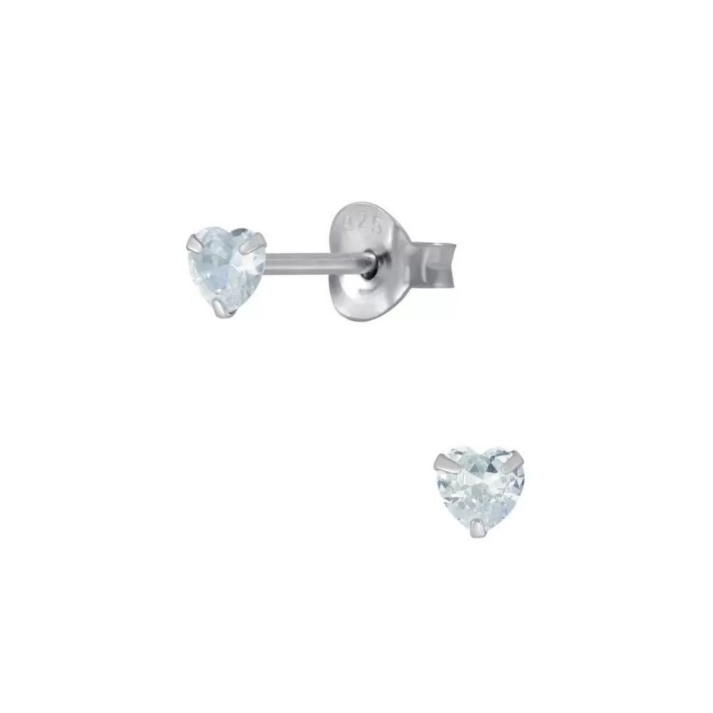 925 Sterling Silver CZ Heart Stud Earrings 3mm Women Minimalist Jewelry